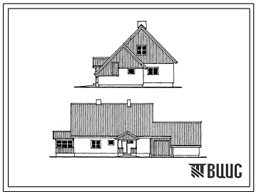 Фасады Типовой проект 143-000-475.13.86 5-комнатный мансардный жилой дом с хозяйственным помещением (для строительства в Эстонской ССР)