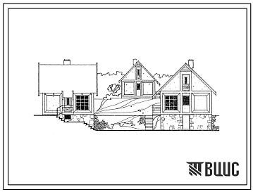 Фасады Типовой проект 181-000-547с.13.87 Летний садовый домик с мансардой на крутом рельефе со стенами из шлакобетонных панелей (для Армянской ССР)
