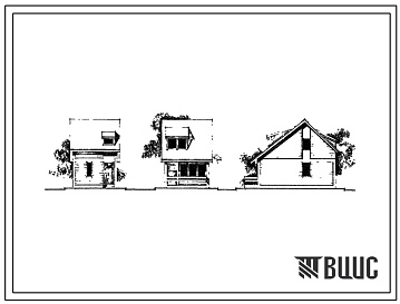 Фасады Типовой проект 185-000-77с Мансардный трехкомнатный летний садовый домик (планировочный вариант – 1). Для строительства во 2В, 3Б, 3В и 4Г климатических подрайонах Армянской ССР сейсмичностью 7, 8 и 9 баллов