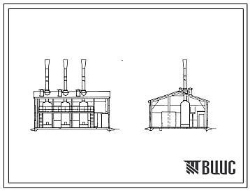 Фасады Типовой проект 420-12-16 Котельная теплопроизводительностью 1 Гкал/час с 3 котлами ММЗ-4-0,8/8 на твердом топливе.