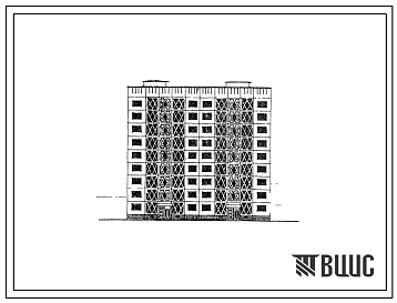 Фасады Типовой проект 69-021с Пятиэтажная блок-секция рядовая на 53 квартиры (двухкомнатных 2А-17, 2Б-35; трехкомнатных 3Б-1). Для строительства в районах сейсмичностью 9 баллов