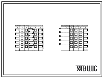 Фасады Типовой проект 94-050 Пятиэтажная крупнопанельная угловая блок-секция на 20 квартир правая (однокомнатных 1А-5, двухкомнатных 2Б-1, трехкомнатных 3Б-14). Для строительств в обычных геологических условиях