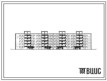 Фасады Типовой проект 111-72-5с 5-этажный крупнопанельный 4-секционный 80-квартирный (однокомнатных 1А-4, 1Б-20, двухкомнатных 2Б-20, трехкомнатных 3Б-26, четырехкомнатных 4Б-10) жилой дом для строительства в районах с сейсмичностью 8 баллов в 1А  климатическом 
