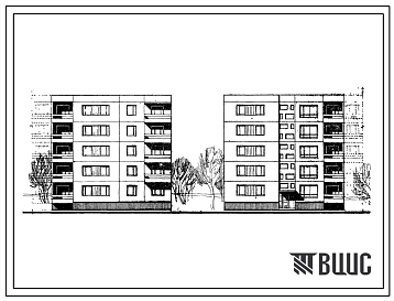 Фасады Типовой проект 99-013 Блок-секция пятиэтажного дома торцевая правая на 15 квартир (однокомнатных 1Б-5, двухкомнатных 2Б-5, трехкомнатных 3А-5). Для строительства во 2 и 3 климатическом районах и 1В климатическом подрайоне.