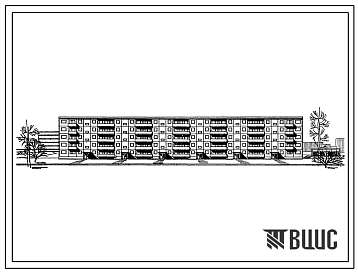 Фасады Типовой проект 1-464А-60 Пятиэтажный шестисекционный крупнопанельный жилой дом на 95 квартир (однокомнатных  15, двухкомнатных малых  10,  двухкомнатных  45, трехкомнатных малых  10, трехкомнатных  10, четырехкомнатных   5). Конструктивный вариант из к