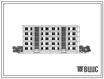 Фасады Типовой проект 102-012с Двойная блок-секция 5-этажного дома торцевая на 30 квартир для строительства в Молдавской ССР, в районах с сейсмичностью 8 баллов.