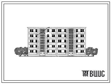 Фасады Типовой проект 102-08с Двойная блок-секция 5-этажного дома рядовая на 25 квартир для строительства в Молдавской ССР, в районах с сейсмичностью 8 баллов.