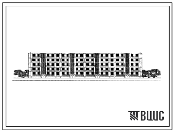 Фасады Типовой проект 115-102-4с 5-этажный 4-секционный жилой дом на 60 (однокомнатных-10, двухкомнатных-30, трехкомнатных-10, четырехкомнатных-10) квартир с применением секций для строительства в Молдавской ССР, в районах с сейсмичностью 8 баллов.