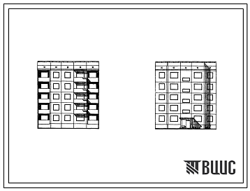 Фасады 94-06 Пятиэтажная крупнопанельная рядовая 2Б-2Б-2Б блок-секция на 15 квартир. Для строительства во 2 и 3 строительно-климатичских зонах, в районах Украинской ССР с обычными геологическими условиями, с просадочными грунтами и с подрабатываемыми территориям