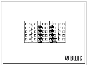 Фасады Типовой проект 114-07с 5-этажная 20-квартирная рядовая блок-секция со стенами из кирпича для строительства в районах с сейсмичностью 8 баллов.