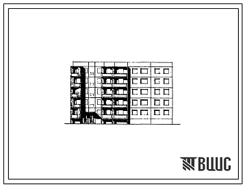 Фасады Типовой проект 84-023/1 Блок-секция пятиэтажная 20-квартирная поворотная 135? со входами, расположенными с противоположных сторон (правая)  с шагом поперечных стен 2,4 и 3,6 м для строительства в IВ климатическом подрайоне, II и III климатических районах.