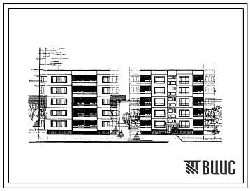 Фасады Типовой проект 99-08/1 Блок-секция пятиэтажная рядовая левая на 10 квартир (трехкомнатных 3Б-5, четырехкомнатных 2Б-5). Для строительства в 1В климатическом подрайоне, 2 и 3 климатических районах