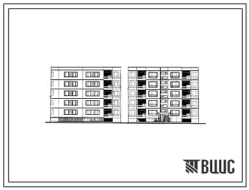 Фасады Типовой проект 99-09/1 Блок-секция пятиэтажная рядовая правая на 15 квартир (однокомнатных – 1А-5, двухкомнатных 2Б-5, трехкомнатных 3А-5). Для строительства в 1В климатическом подрайоне, 2 и 3 климатических районах