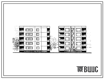 Фасады Типовой проект 99-015/1 Блок-секция пятиэтажная торцевая правая на 10 квартир (трехкомнатных 3А-5, пятикомнатных 5А-5). Для строительства в 1В климатическом подрайоне, 2 и 3 климатических районах