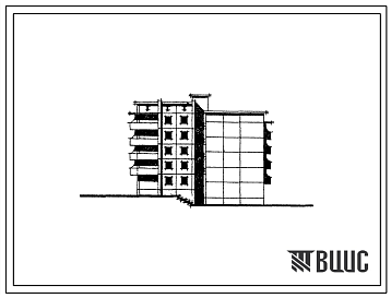 Фасады Типовой проект 97-049/1 Пятиэтажная рядовая блок-секция на 20 квартир для сложного рельефа