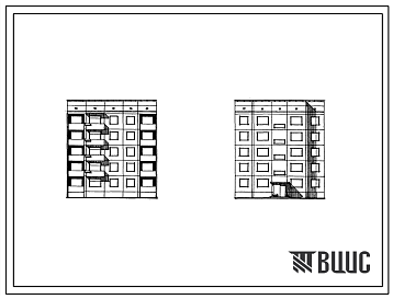 Фасады Типовой проект 94-041 5-этажная крупнопанельная рядовая блок-секция на 15 квартир 2Б.2Б.2Б (двухкомнатных-15). Для строительства во 2 и 3 климатических районах Украинской ССР.