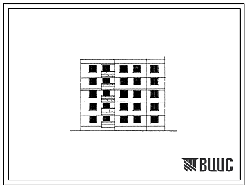 Фасады Типовой проект 102-021 5-этажная рядовая блок-секция на 15 двухкомнатных квартир 2Б.2Б.2Б для строительства в 3Б климатическом подрайоне Молдавской ССР.