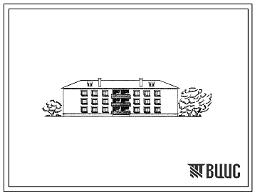Фасады Типовой проект 114-24-26 Трехэтажный двухсекционный дом на 18 квартир (однокомнатных 1Б-6, двухкомнатных 2Б-6, трехкомнатных 3Б-6). Для строительства в южных районах УССР