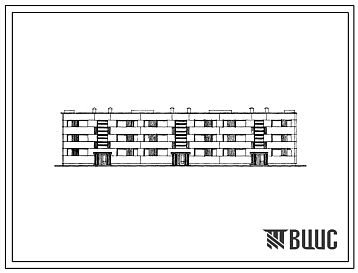 Фасады Типовой проект 1-467А-26 Трехэтажный 18-квартирный (двухкомнатных-9, трехкомнатных-9) трехсекционный крупнопанельный жилой дом. Для сельского строительства во 2 строительно-климатической зоне.