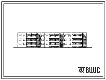 Фасады 111-90-36/1 Трехэтажный трехсекционный дом на 27 квартир (однокомнатных 1Б-6; двухкомнатных 2Б-16; трехкомнатных 3Б-5) с шагом поперечных стен 3,0 и 3,6 м для строительства в IВ климатическом подрайоне Нечерноземной зоны РСФСР и II климатическом районе.