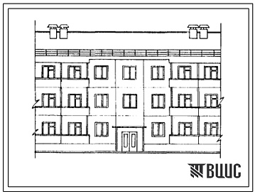 Фасады Типовой проект 48-024с/1 Трехэтажная блок-секция рядовая на 6 квартир (трехкомнатных 3Б-3, четырехкомнатных 4Б-3). Для строительства в 3 климатическом районе Киргизской ССР сейсмичностью 8 и 9 баллов