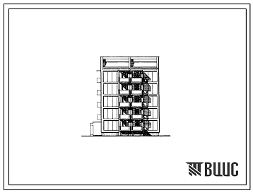 Фасады Типовой проект 172-01с.84 Блок-секция торцевая левая 5-этажная 10-квартирная 2Б-4Б. Для строительства в 3Б климатическом подрайоне Молдавской ССР сейсмичностью 7 баллов.