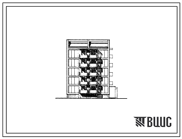 Фасады Типовой проект 172-02с.84 Блок-секция торцевая правая 5-этажная 10-квартирная 2Б-4Б. Для строительства в 3Б климатическом подрайоне Молдавской ССР сейсмичностью 7 баллов.