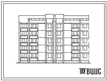 Фасады Типовой проект 102-047с.13.88 Пятиэтажная блок-секция торцевая правая на 20 квартир. Для Молдавской ССР