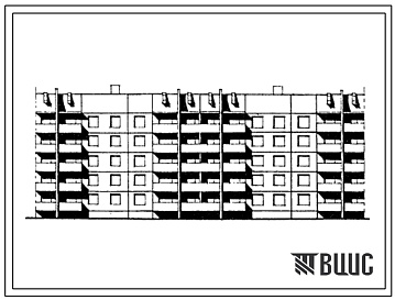 Фасады Типовой проект 90-0208.13.88 Блок-секция пятиэтажная 40-квартирная рядовая-торцовая, широтная 1-2-3-3-1-2-3-3. Для строительства в Мордовской АССР.