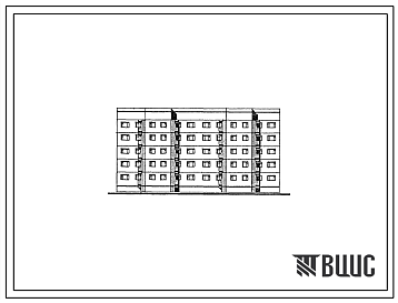Фасады Типовой проект 93-042.85 Блок-секция рядовая 5-этажная 40-квартирная. Для строительства во 2А климатическом подрайоне (Мурманская область).