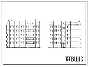Фасады Типовой проект 90-0231.13.88 Пятиэтажная блок-секция торцевая левая на 20 квартир. Для Орловской области