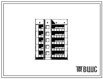 Фасады Типовой проект 132-07с/1 Пятиэтажная блок-секция на 10 квартир рядовая правая (двухкомнатных 2Б -5, трехкомнатных 3Б -5). Для строительства в IIIА, IIIБ и IIIВ климатических подрайонах сейсмичностью 7 баллов.