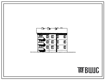 Фасады Типовой проект 135-0153с.86 Трехэтажная блок-секция торцевая левая на 9 квартир. Для строительства в городах и поселках городского типа