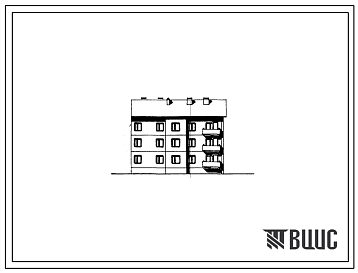 Фасады Типовой проект 135-0154с.86 Трехэтажная блок-секция торцевая правая на 9 квартир. Для строительства в городах и поселках городского типа
