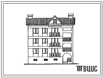 Фасады Типовой проект 123-17-150с.13.90 3-этажная блок-квартира (правый блок) с 4-комнатными квартирами 3-4-II (для республики Грузия)