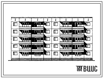 Фасады Типовой проект 97-0128/1.2 Блок-секция пятиэтажная 20-квартирная рядовая 3Б.3Б.-3Б.3Б.