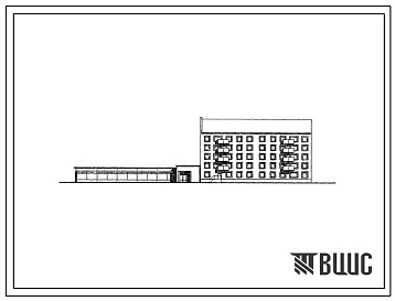 Фасады Типовой проект 114-051с/1 Блок-секция пятиэтажная двухсекционная 28-квартирная торцовая 2Б.2Б.2Б.-2Б.2Б.2Б. со встроенно-пристроенным магазином «Товары для молодежи» торговой площадью 650 м? (в конструкциях ИИС-04).