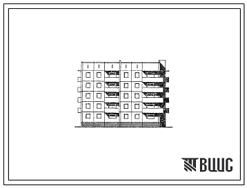 Фасады Типовой проект 97-0213.85 Блок-секция 5-этажная 20-квартирная угловая правая. Для строительства в 1В климатическом подрайоне.