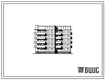 Фасады Типовой проект 97-0215.85 Блок-секция 5-этажная 20-квартирная угловая левая. Для строительства в 1В климатическом подрайоне.