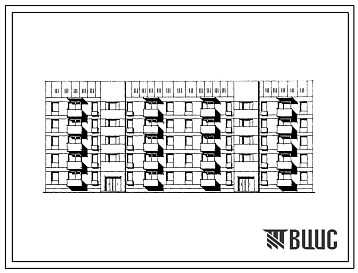 Фасады Типовой проект 174-010с.85 Блок-секция 5-этажная 2-секционная 38-квартирная рядовая-торцовая 1Б.2Б.3Б.3Б-1Б.2Б.3Б.3Б