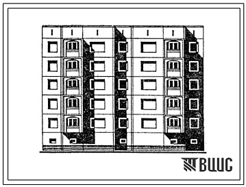 Фасады Типовой проект 97-0297м.86 Блок-секция 5-этажная 19-квартирная рядовая 1Б-2Б-3Б-3Б