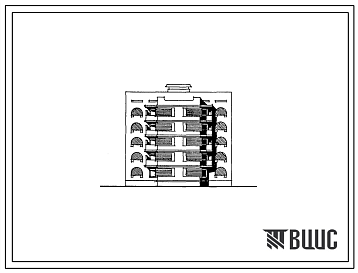 Фасады Типовой проект 155-022с.86 Пятиэтажная блок-секция рядовая с торцевыми окончаниями на 20 квартир