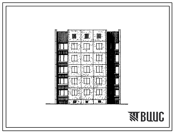 Фасады Типовой проект 1-464АС-097с Полусекция пятиэтажная 10-квартирная рядовая с торцовым окончанием без лестничной клетки 2Б-3Б (правая).