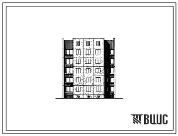 Фасады Типовой проект 1-464АС-099с Полусекция пятиэтажная 10-квартирная рядовая с торцовым окончанием без лестничной клетки 1Б-4Б (правая).