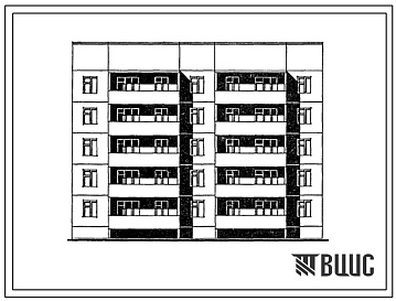 Фасады Типовой проект 125-072.13.87 Блок-секция 5-этажная 20-квартирная рядовая с торцовыми окончаниями (для строительства в Тюменской области)