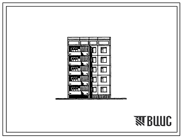 Фасады Типовой проект 76-0112с.13.88 Пятиэтажная блок-секция торцевая правая на 10 квартир. Для городов Ургенч, Гулистан, Карши