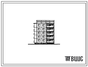 Фасады Типовой проект 76-0117с.13.88 Пятиэтажная блок-секция торцевая левая на 15 квартир