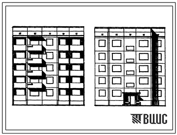 Фасады Типовой проект 94-04/1 Пятиэтажная крупнопанельная рядовая блок-секция на 15 квартир, левая (Р.1Б-2Б-3Б)