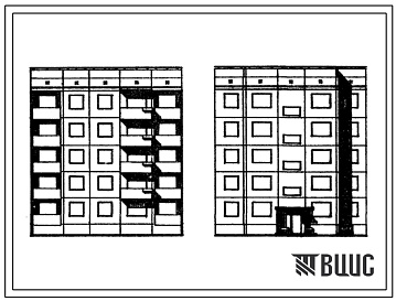 Фасады Типовой проект 94-06/1 Пятиэтажная крупнопанельная блок-секция на 15 квартир, левая (Р.2Б-2Б-2Б)
