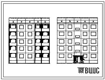 Фасады Типовой проект 94-016/1 Пятиэтажная крупнопанельная рядовая и торцовая блок-секция на 10 квартир, левая (РТ-3Б-4Б)